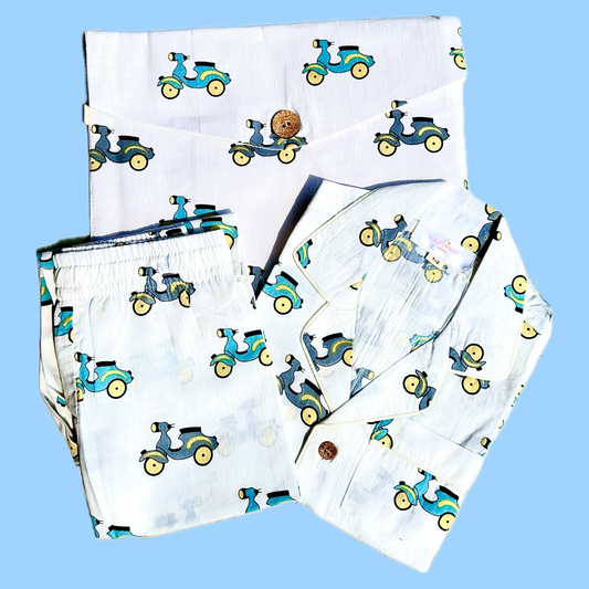 Kids Scooter Half Sleeve Pyjama Set